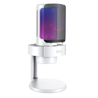 ShopHub NZ FIFINE USB Microphone for recording and streaming, featuring a sleek black design and adjustable stand.