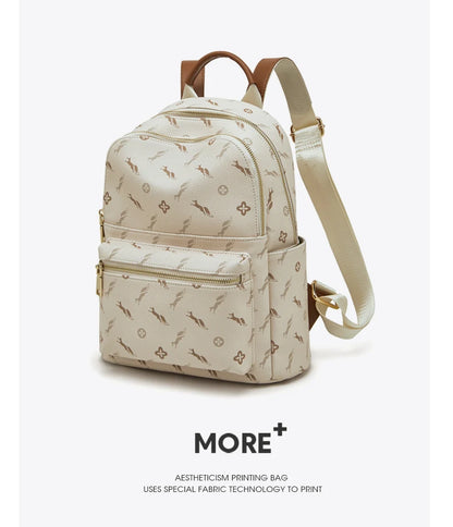 FOXER Women's Backpack Signature PVC Printing Fashion Travel Shoulder Bag Ladies Travel Rucksack Female Casual Monogram Backpack
