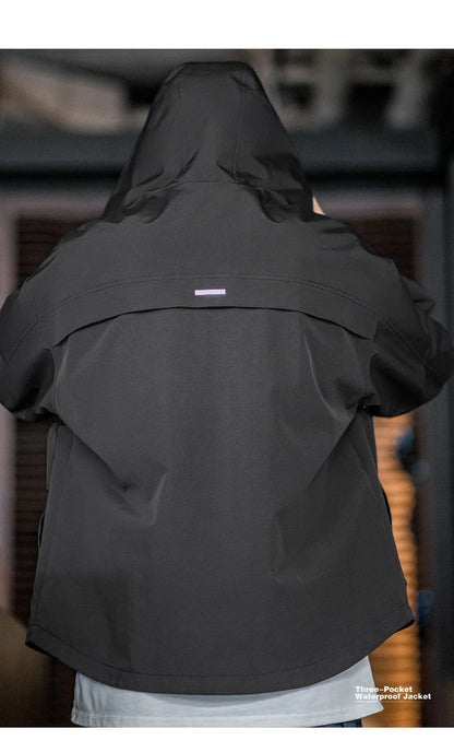 Maden Casual Multi-Pocket Functional Hooded Jacket Black Loose Outdoor Sports Coat for Men's Spring and Autumn Versatile Jacket
