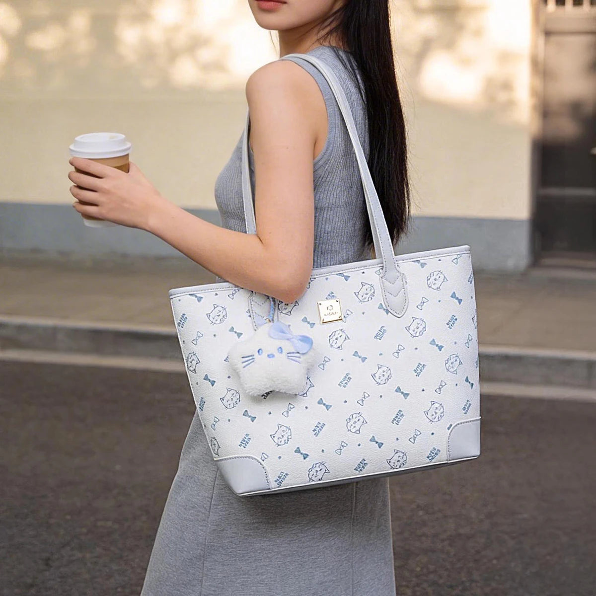 FOXER Summer New Women's Shoulder Bag PVC Leather Daily Tote Bag Female Commuting Purse Large Capacity Handbag for Everyday Use