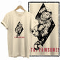 COOLMIND 100% Cotton Beige Cat Print Exclusive Graphic Women T Shirt Big Size Loose Cotton Cat Lover Women T Shirt Lovely Cat Te
