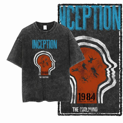 G02 Exclusive 100% Cotton Big Size 1984 Graphic Men T-shirt | Acid Washed Streetwear Cool Vintage O-neck Men's Tee Tshirt