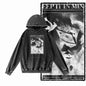 COOLMIND G24 Acid-Washed Black Graphic Hoodie
