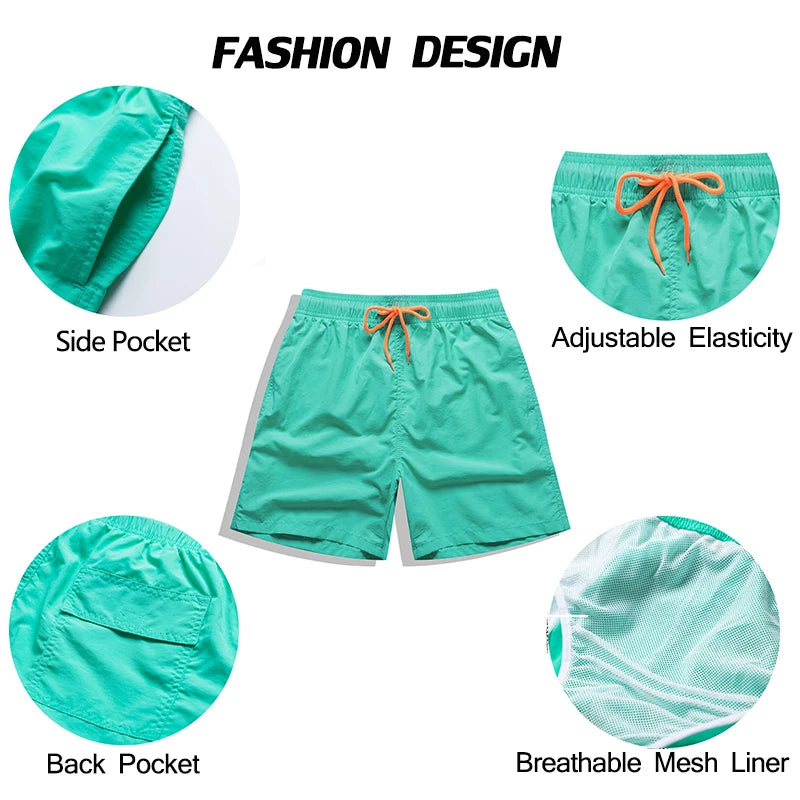 Men's blue board shorts from ShopHub NZ, quick-dry swimwear with a sporty fit, suitable for surfing, swimming, and beach activities.