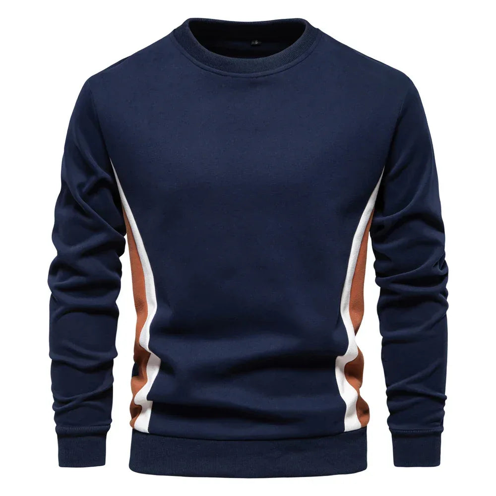 AIOPESON Patchwork Cotton-Blend Crew Neck Sweatshirts - ShopHub