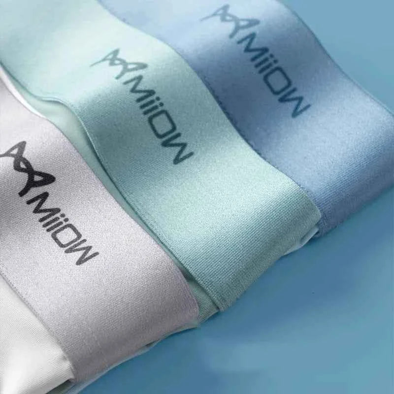 MiiOW 3Pcs Ice Silk Men Underwear Boxers 3A Breathable Crotch Man Underpants Graphene Antibacterial Men's Panties Boxer Trunks