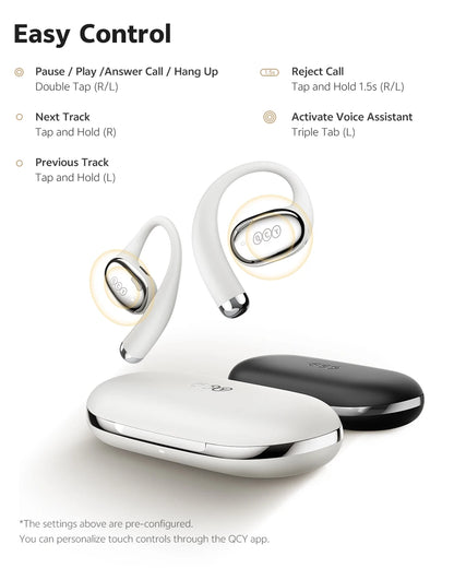 QCY Crossky R70 Wireless Headphones - Hi-Res Open-Ear Bluetooth 6.0 Earhooks with Bass Boost