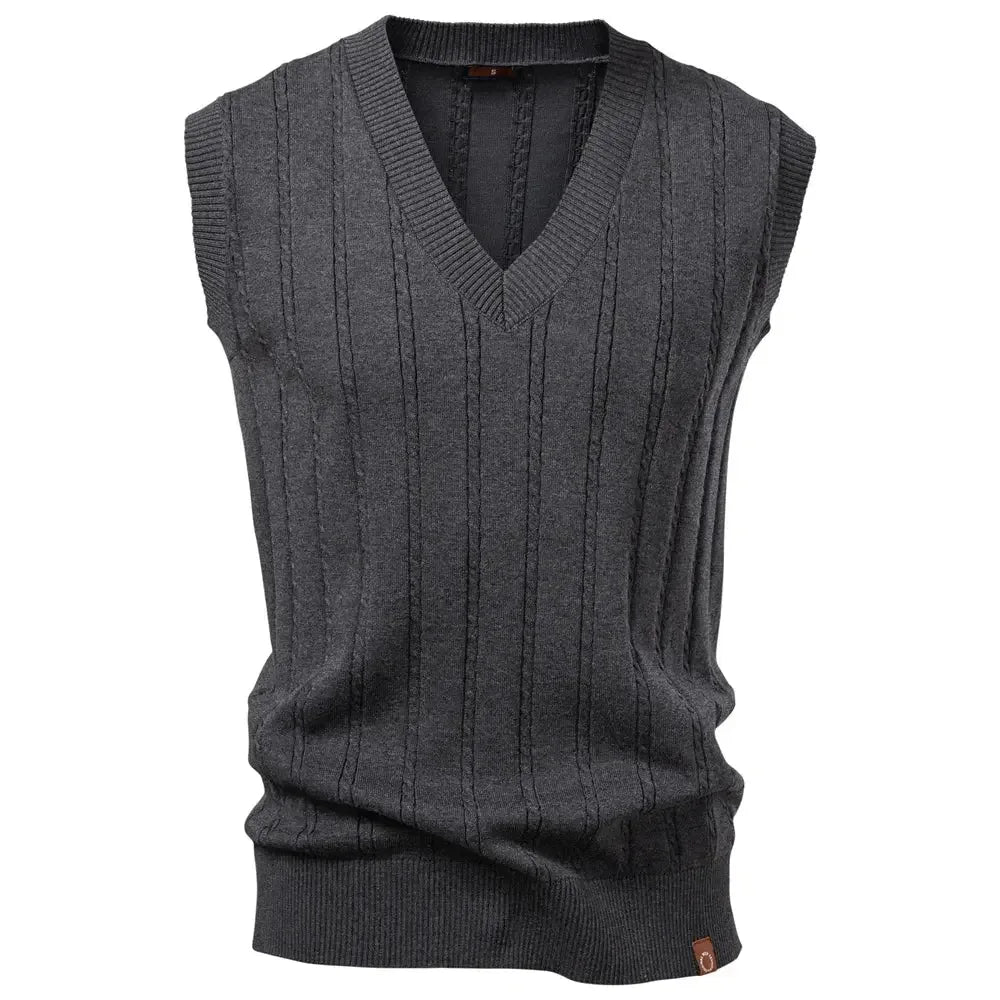Aiopeson Men's Solid Colour V Neck Knitted Vests - ShopHub