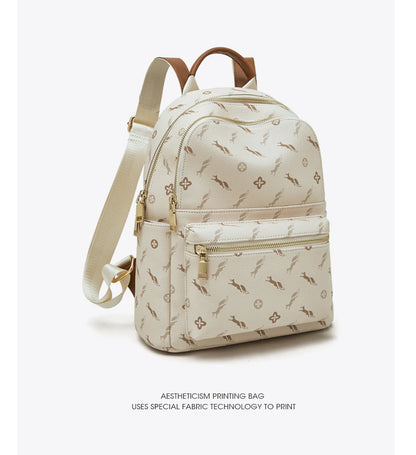 FOXER Women's Backpack Signature PVC Printing Fashion Travel Shoulder Bag Ladies Travel Rucksack Female Casual Monogram Backpack