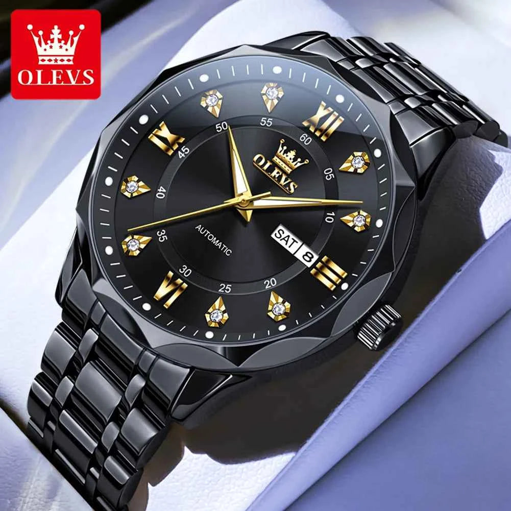 OLEVS 6727 Automatic Mechanical Watch for Men & Women - Waterproof Luminous Calendar Wristwatch with Gift Box