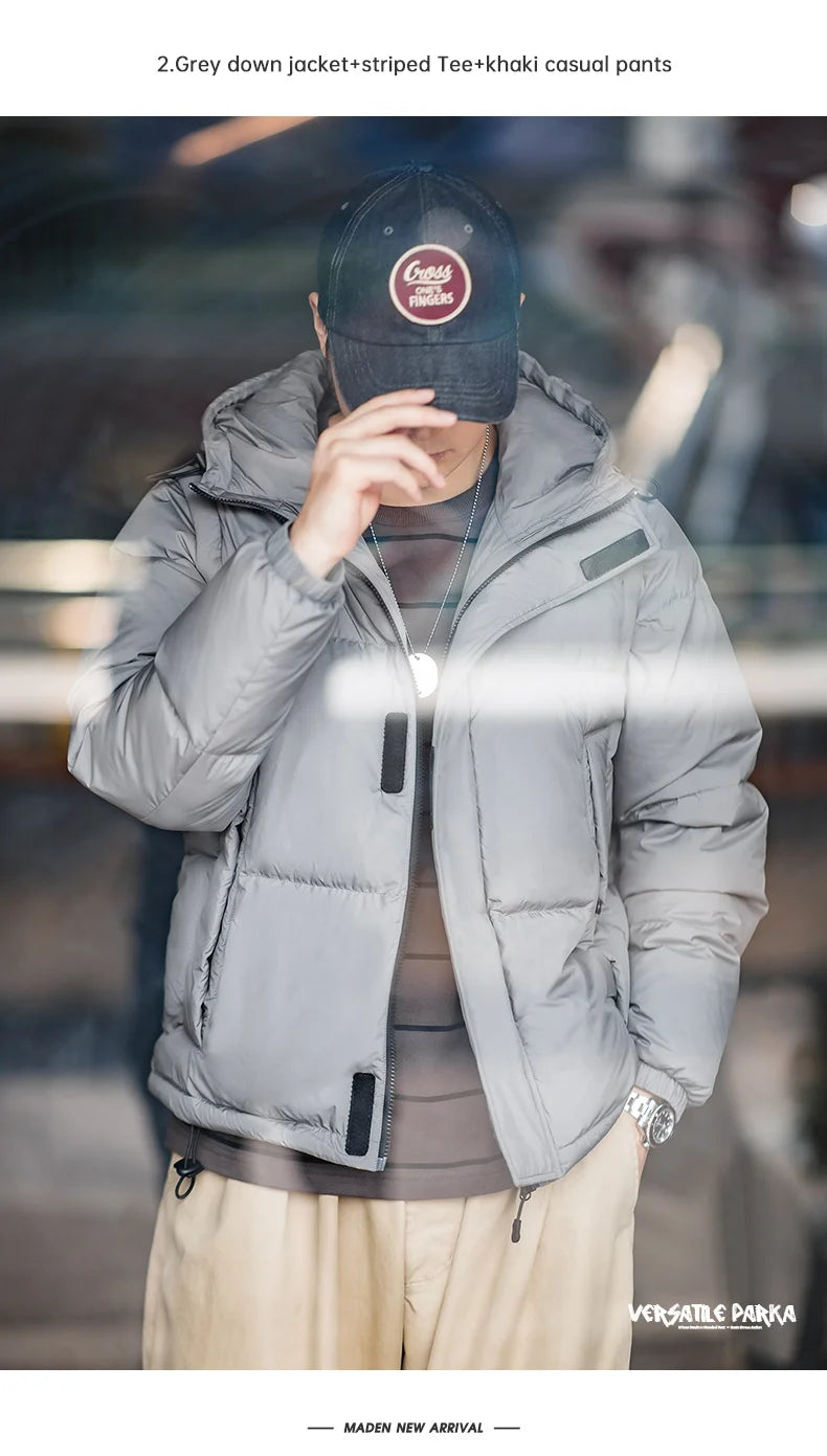 Maden Men's Winter Detachable Sleeves Down Jacket – Two Jackets in One