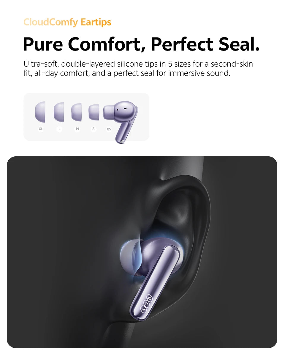 QCY MeloBuds N70 Wireless Earphones with Hybrid Adaptive ANC, Hi-Res Sound, and 50Hrs Battery Life