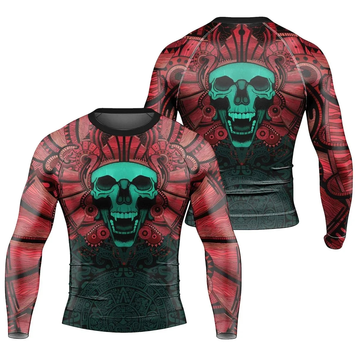 Aztec Heritage Rash Guard for Men - Long-Sleeved UPF 50+ Quick-Drying Compression Shirt for Fitness and Workouts