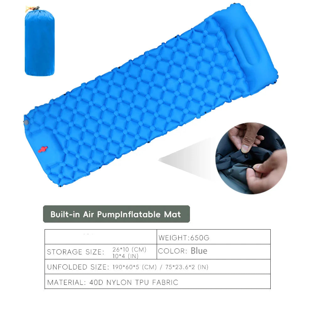 Inflatable Camping Mat with Pillow – Self-Inflating Mattress Habicare