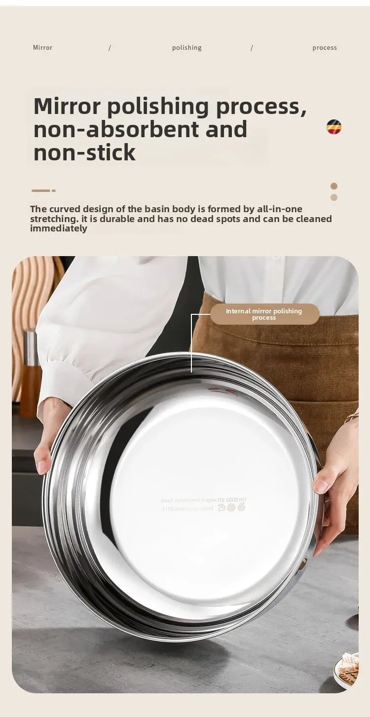 Large Stainless Steel Mixing Bowls - Rust Resistant Kitchen Utensils for Dough, Pasta, Vegetables, and Soups