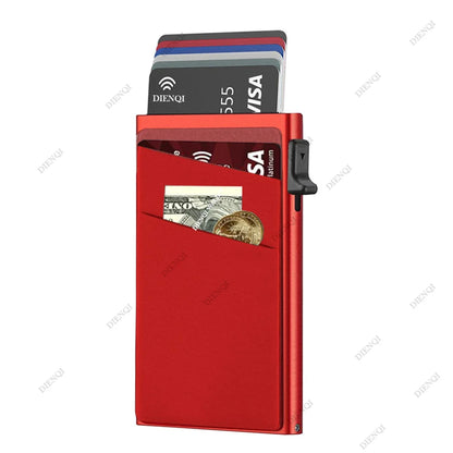 DIENQI Anti-theft Card Protectors Card Holder Minimalist Smart Wallet RFID Protection Aluminum Metal Cardholder Case Porte Carte