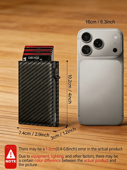 DIENQI Magnetic RFID Wallet – Carbon Fiber Design