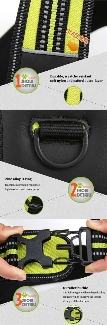 Truelove Sport Nylon Reflective No Pull Dog Harness Outdoor Adventure Pet Vest with Handle XS to XL 5 Colors In Stock Factory