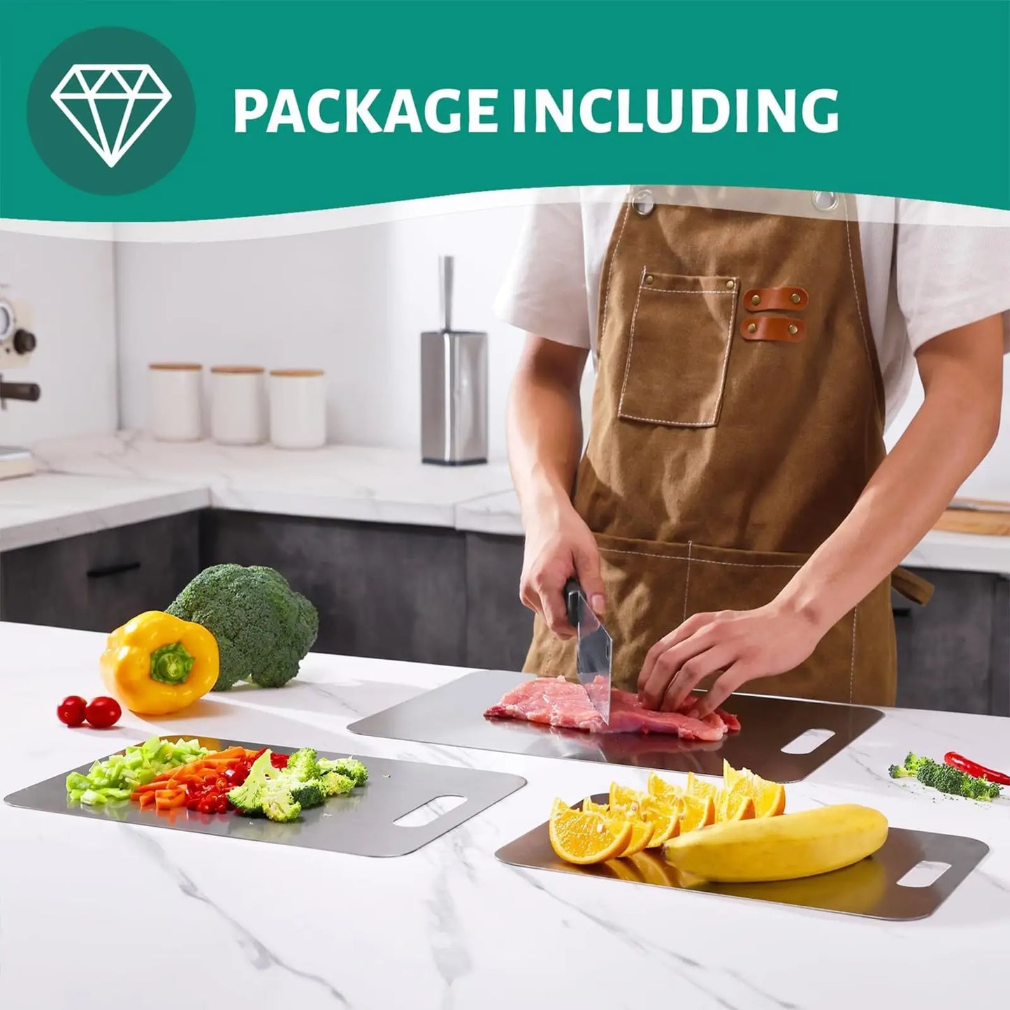 3pcs Stainless Steel Cutting Boards