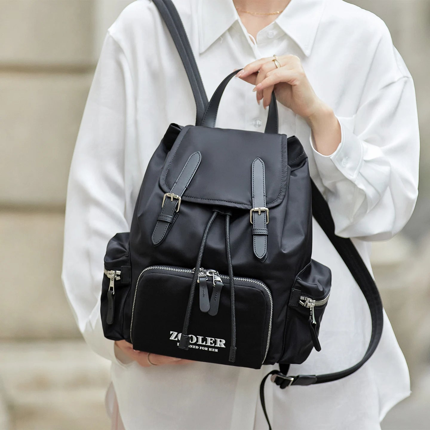 ZOOLER Oxford & Leather Backpack