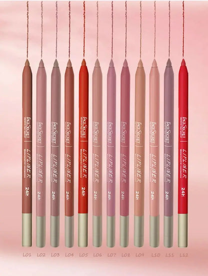 ShopHub NZ Face Secret 12 Colour Lipliner makeup set with vibrant lipliner pencils in various shades, displayed on a white background.