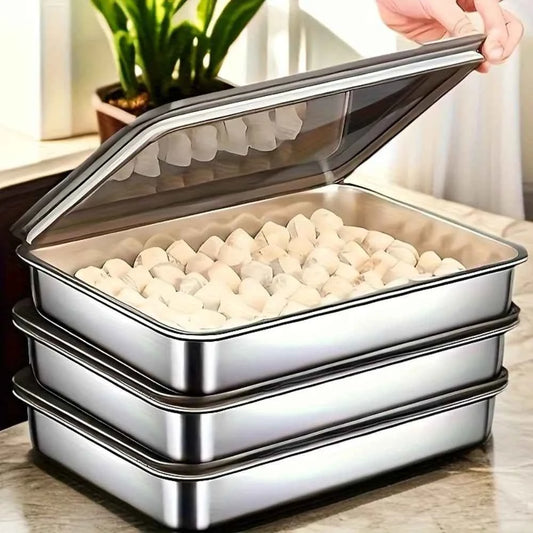 4-Piece Stainless Steel Baking Pans with Lids, Non-Stick Rectangular Roasting Dish for Oven, Perfect for Vegetables Meat