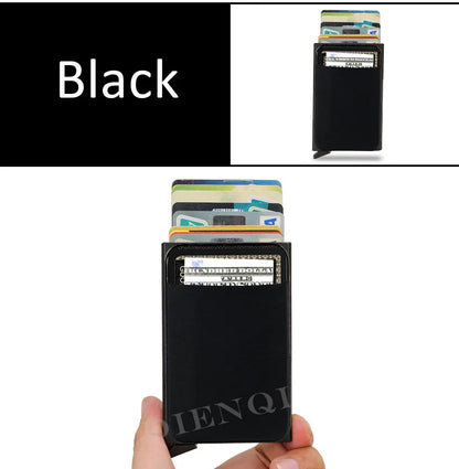 RFID Metal Wallet Double Card Case Pop Up Card Holder 12 Cards Automatic Aluminum Box Cardholder Smart Minimalist Walet for Men