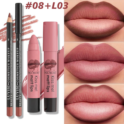 2pcs/Set Professional Lip Liner & Lipstick Kit