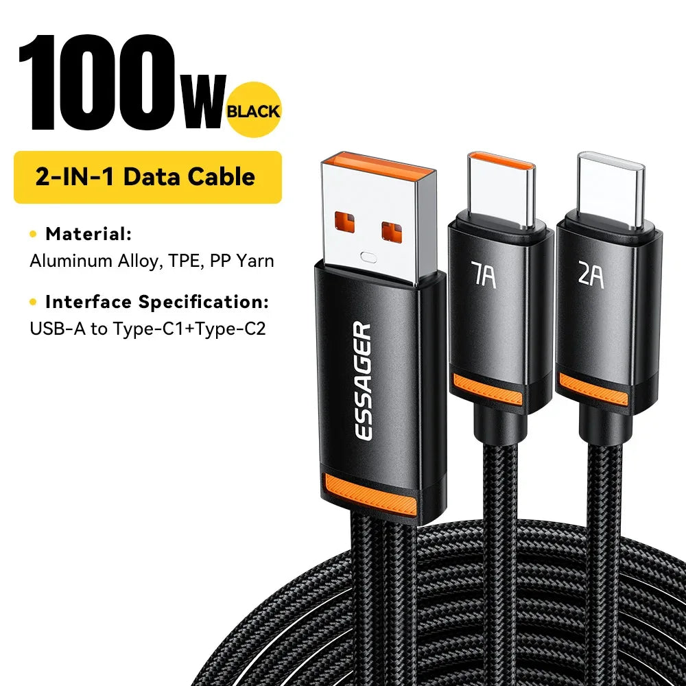 Essager 2 in 1 7A USB A to Type C to Lightning Cable - ShopHub