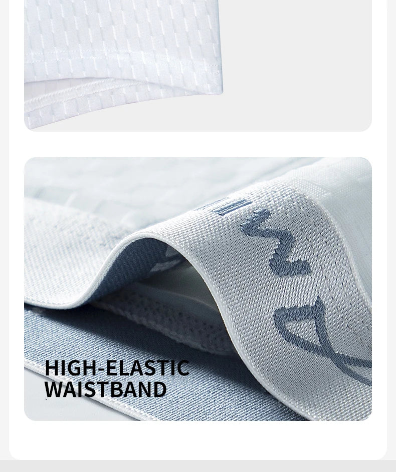 MiiOW 3Pcs Men's Breathable Boxers - Ice Silk Antibacterial Underwear with Cool Breathable Mesh