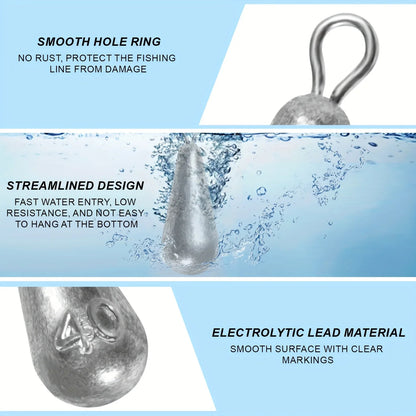 Teardrop Fishing Sinkers – Lead Weights for Bass (10 Sizes) Habicare