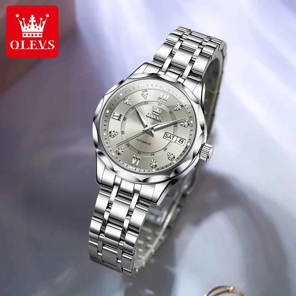 OLEVS 6727 Automatic Mechanical Watch for Men & Women - Waterproof Luminous Calendar Wristwatch with Gift Box