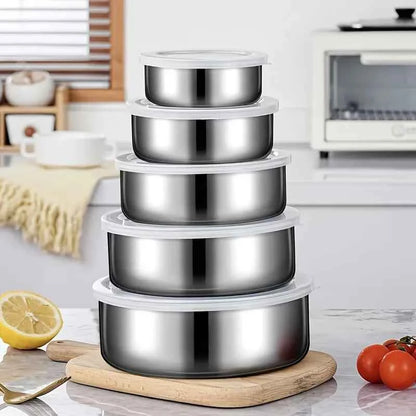 5-Piece Stainless Steel Food Containers Set