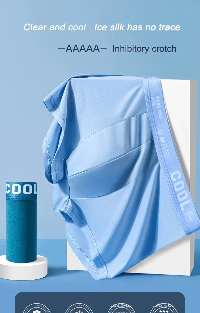 4 Pack Men's Ice Silk Boxer Shorts - ShopHub