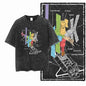 G44 Exclusive 100% Cotton Men's Big Size Space Graphic T-shirt | Acid Washed Streetwear Cool O-neck Men's Tee Tshirt