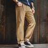 Maden Men‘s Khaki 11.7oz Selvedge Raw Jeans Vintage Straight-Leg Cowboy Pants Casual Zip Fly Cotton Trousers for Spring Autumn