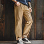 Maden Men‘s Khaki 11.7oz Selvedge Raw Jeans Vintage Straight-Leg Cowboy Pants Casual Zip Fly Cotton Trousers for Spring Autumn