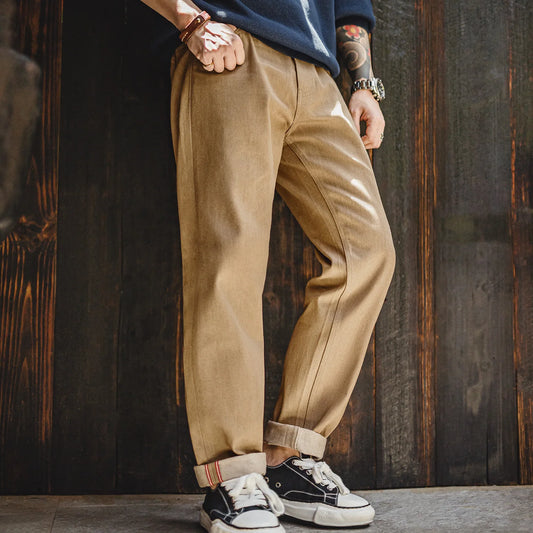Maden Men‘s Khaki 11.7oz Selvedge Raw Jeans