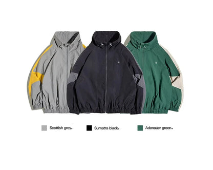 Maden Casual Detachable Double Zipper Patchwork Jackets Stand-up Collar Loose Fit Letter Jacket For Men's Spring and Fall Coat