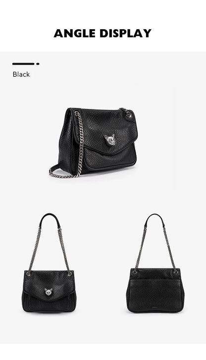 BAFELLI Chained Genuine Leather Satchel Bag