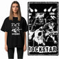 COOLMIND Cat Graphic T-Shirt | Women's Relaxed Black Tee