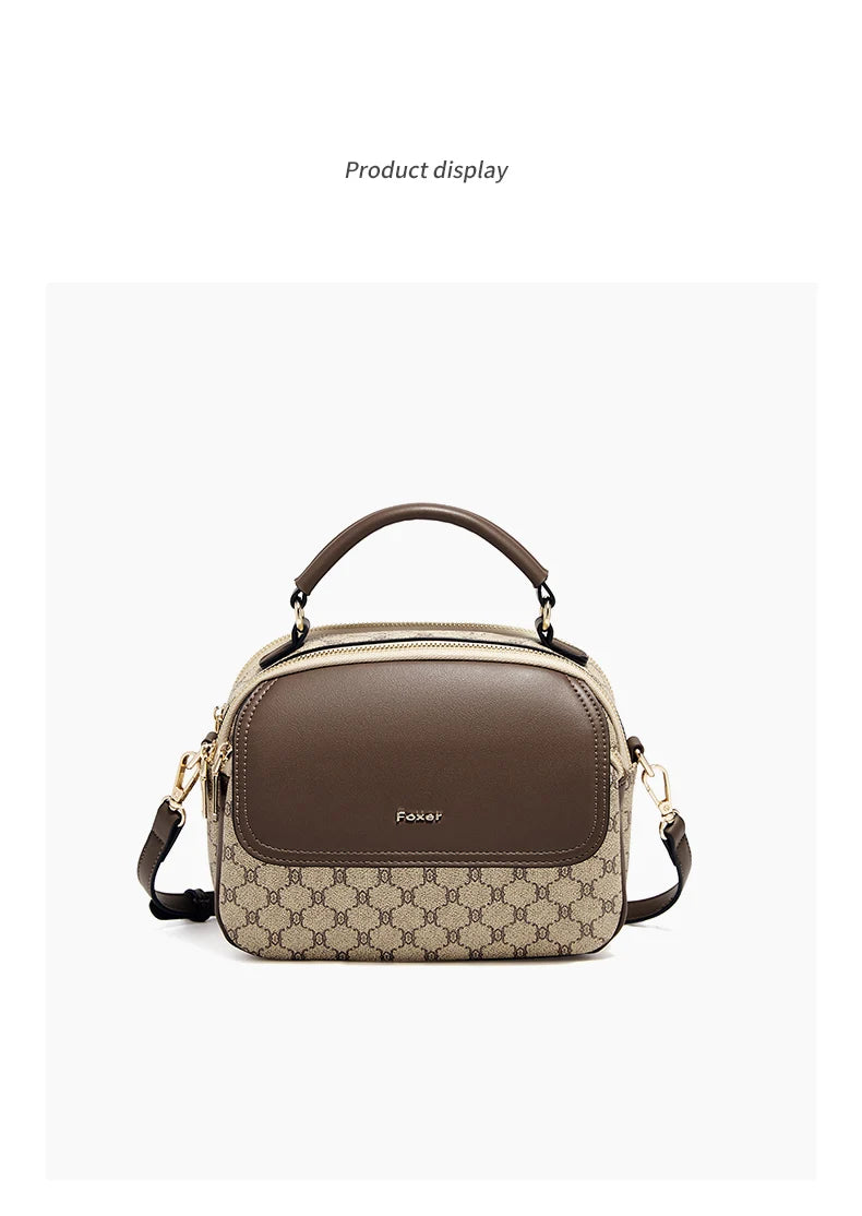 FOXER Lady's Shoulder Bag PVC Leather Casual Handbag Vintage Female Crossbody Bag Fashion Commute Boston Bag