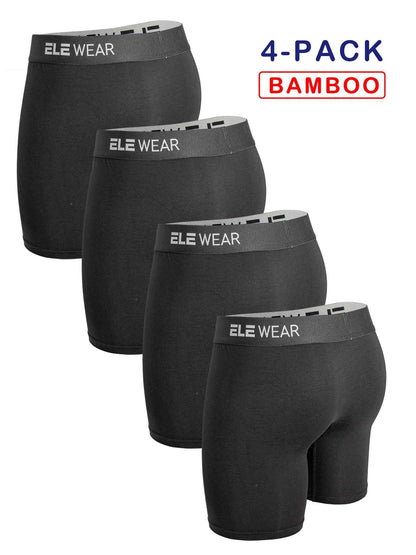 4pcs Bamboo Men's Sports Underwear Long Athletic Boxer Briefs, Moisture-Wicking