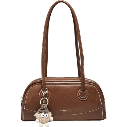 FOXER New Large Capaci Women's Handbag PU Leather Simple Retro Single Underarm Bag for Female Casual Commuting Pillow Bag Purse