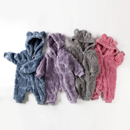 Kids Tales Sweetheart Flannel Hooded Baby Romper