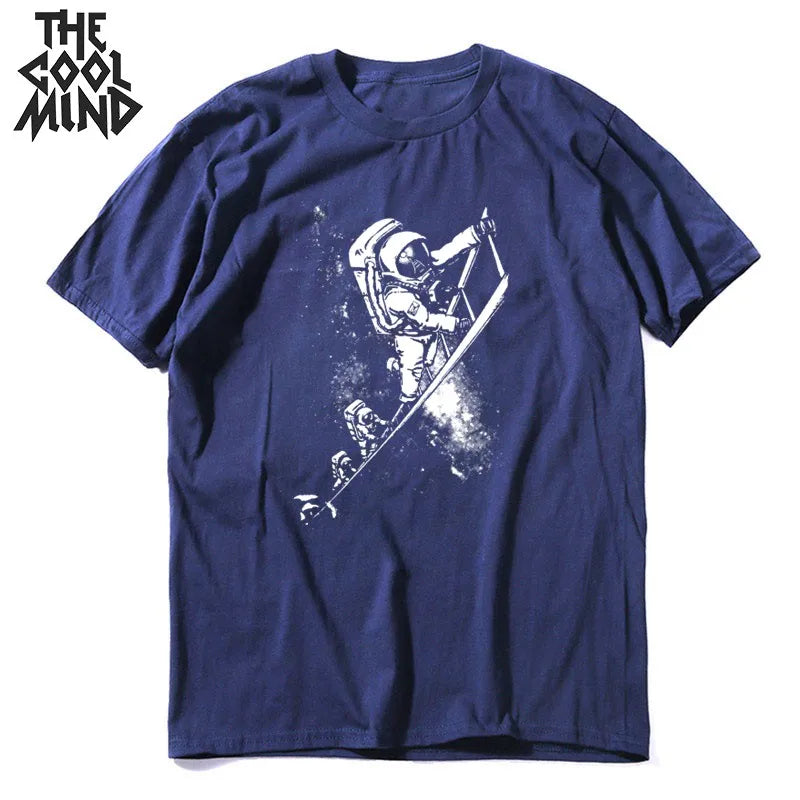 COOLMIND Space & Moon Graphic Cotton T-Shirt | Men's Relaxed Style