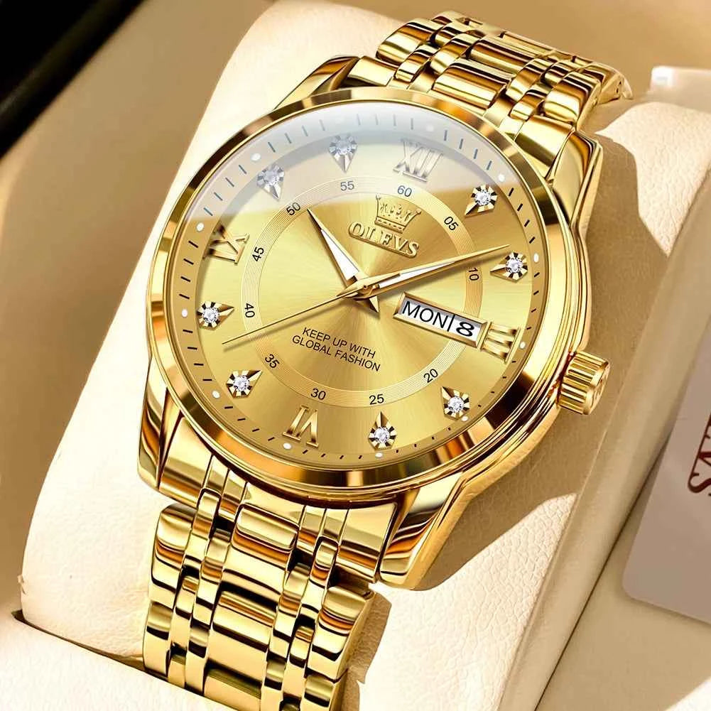 OLEVS 5513X Watch - Original Quartz Waterproof Luminous Watch with Zircon Scale, Perfect Gift for Men & Women in a Beautiful Box