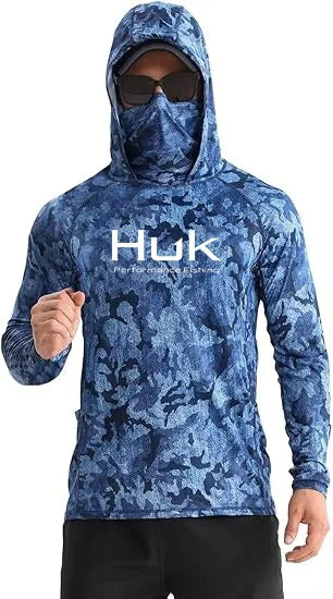 Men's Fishing Hoodie with UV Protection - Grey and White Camiseta De Pesca Top