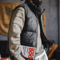 MADEN Black Leather-Look Quilted Vest