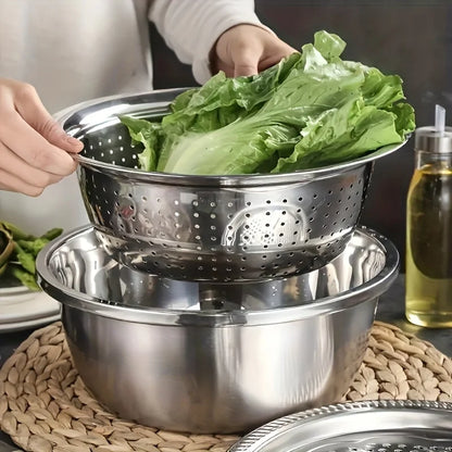 2Pcs Stainless Steel Kitchen Bowls with Lid